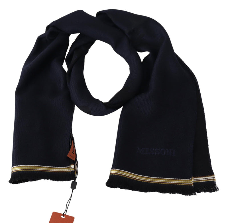 Elegant Unisex Wool Scarf with Embroidered Logo Missoni