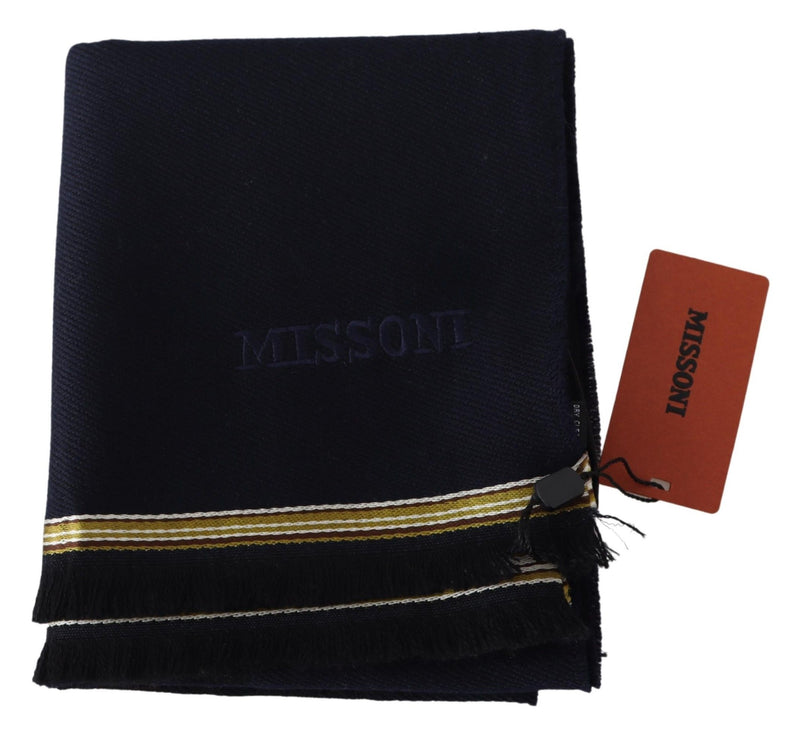 Elegant Unisex Wool Scarf with Embroidered Logo Missoni