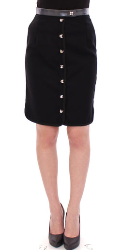 Elegant Black Wool-Cotton Blend Skirt Corrado De Biase