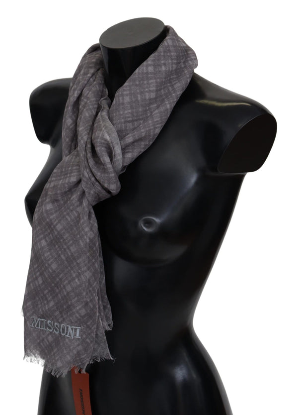 Elegant Wool Silk Blend Plaid Scarf Missoni