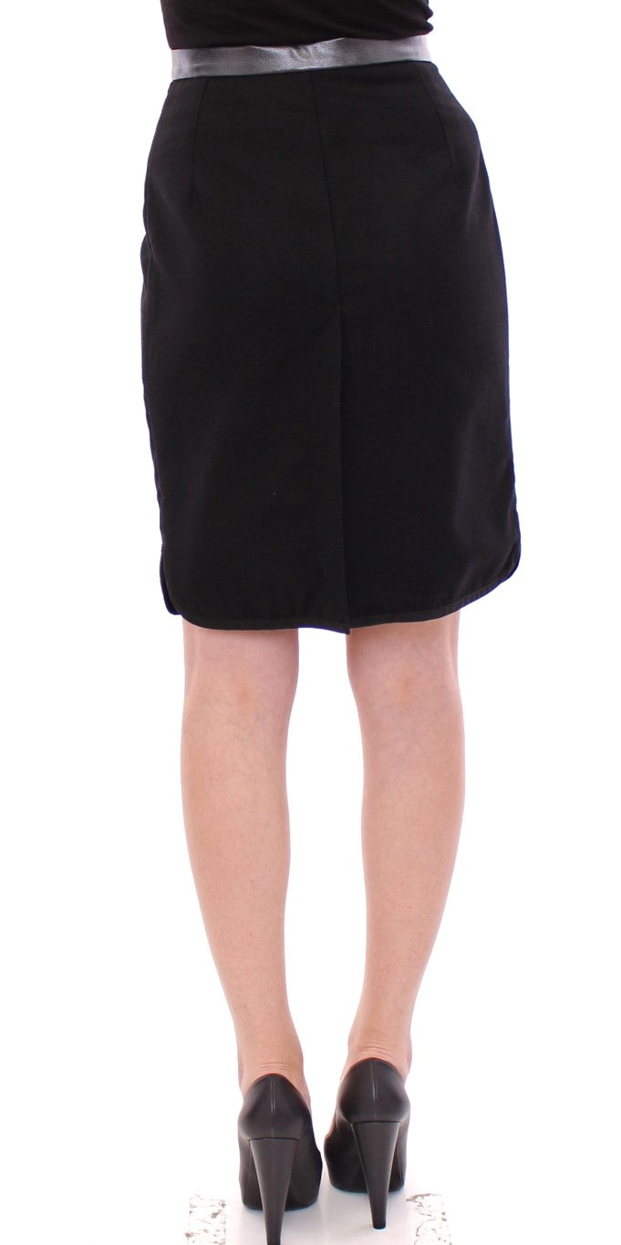 Elegant Black Wool-Cotton Blend Skirt Corrado De Biase