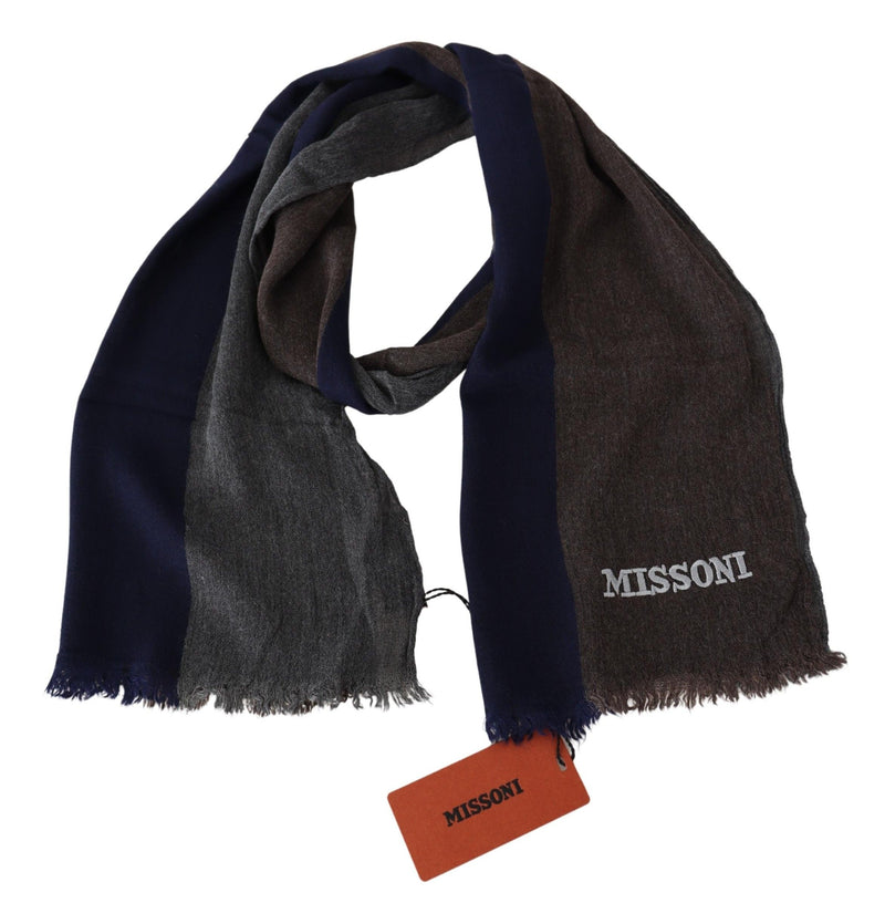 Elegant Multicolor Wool Scarf with Signature Embroidery Missoni