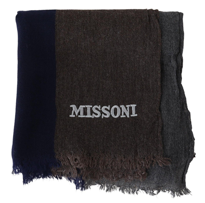 Elegant Multicolor Wool Scarf with Signature Embroidery Missoni