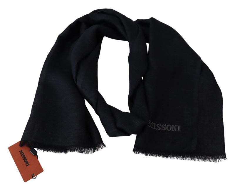 Elegant Unisex Wool Scarf with Fringes and Logo Missoni