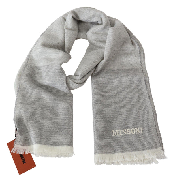 Elegant Beige Wool Scarf with Embroidery Detail Missoni