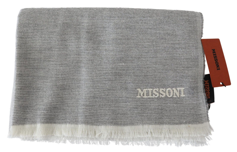 Elegant Beige Wool Scarf with Embroidery Detail Missoni