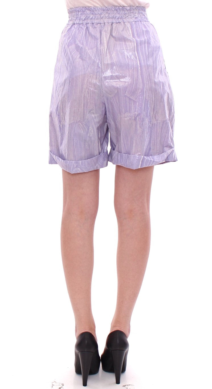 Elegant Purple Viscose Shorts - Side Zip Closure Licia Florio