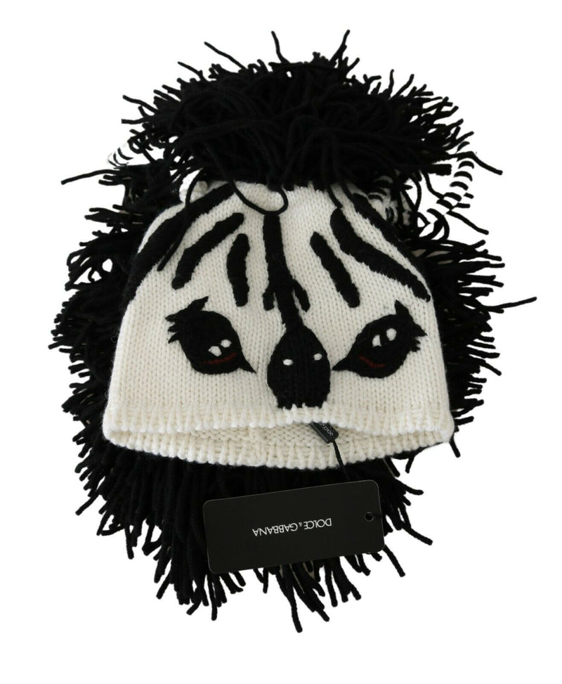 Black and White Knitted Cashmere Beanie Dolce & Gabbana