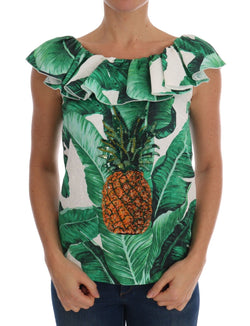 Elegant Sequined Pineapple Blouse Dolce & Gabbana