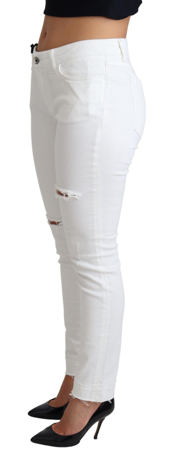 Chic White Mid Waist Designer Jeans Dolce & Gabbana