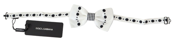 Elegant White Dotted Silk Bow Tie Dolce & Gabbana