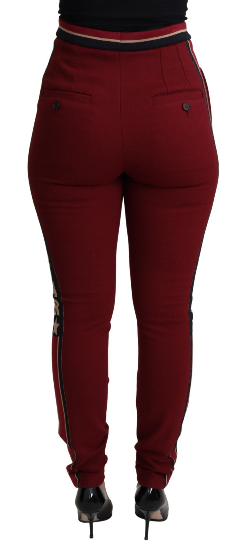 High-Waist Embroidered Red Skinny Trousers Dolce & Gabbana