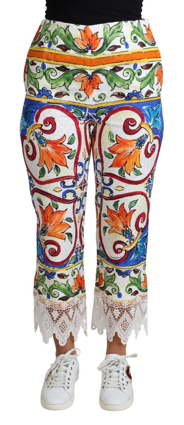 Majolica High Waist Cropped Trousers Dolce & Gabbana