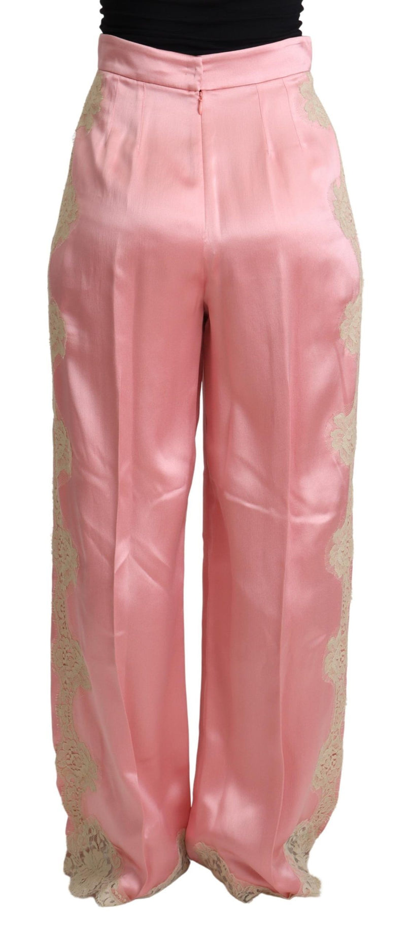 Silk Blend Satin Wide-Leg Pants in Pink Dolce & Gabbana