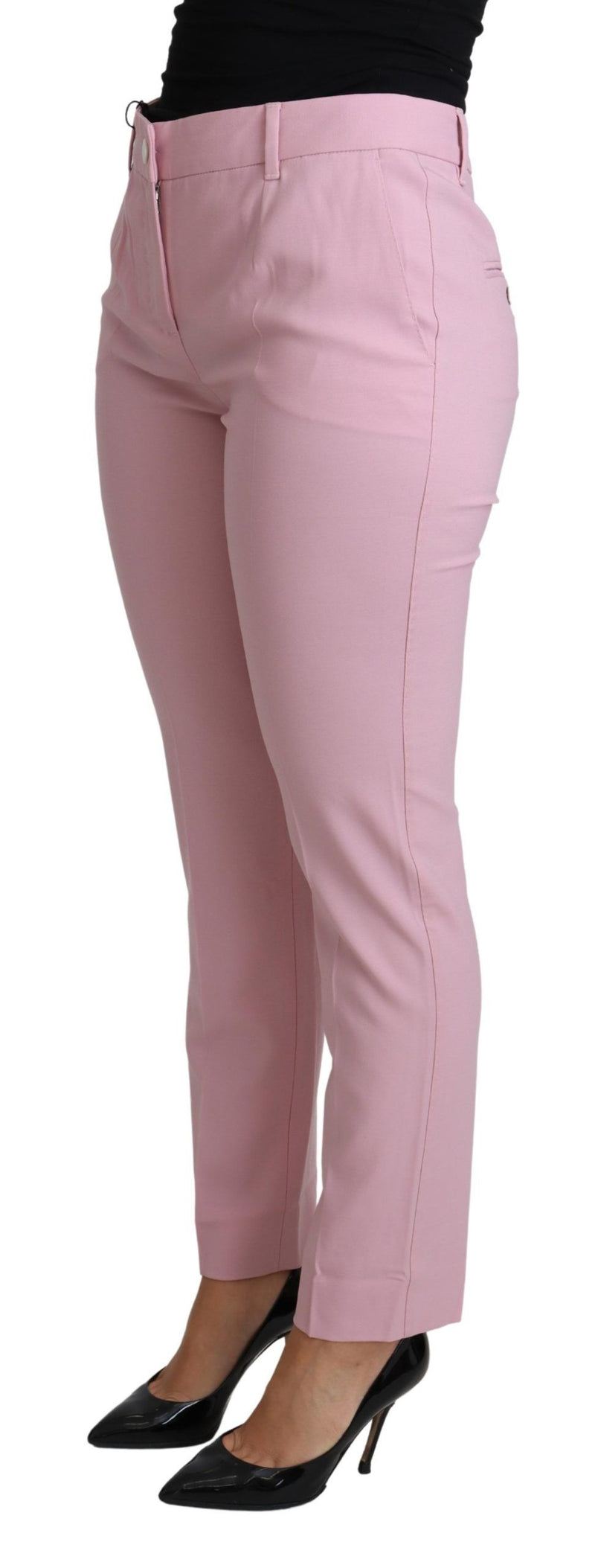 Elegant Pink High-Waisted Wool Trousers Dolce & Gabbana