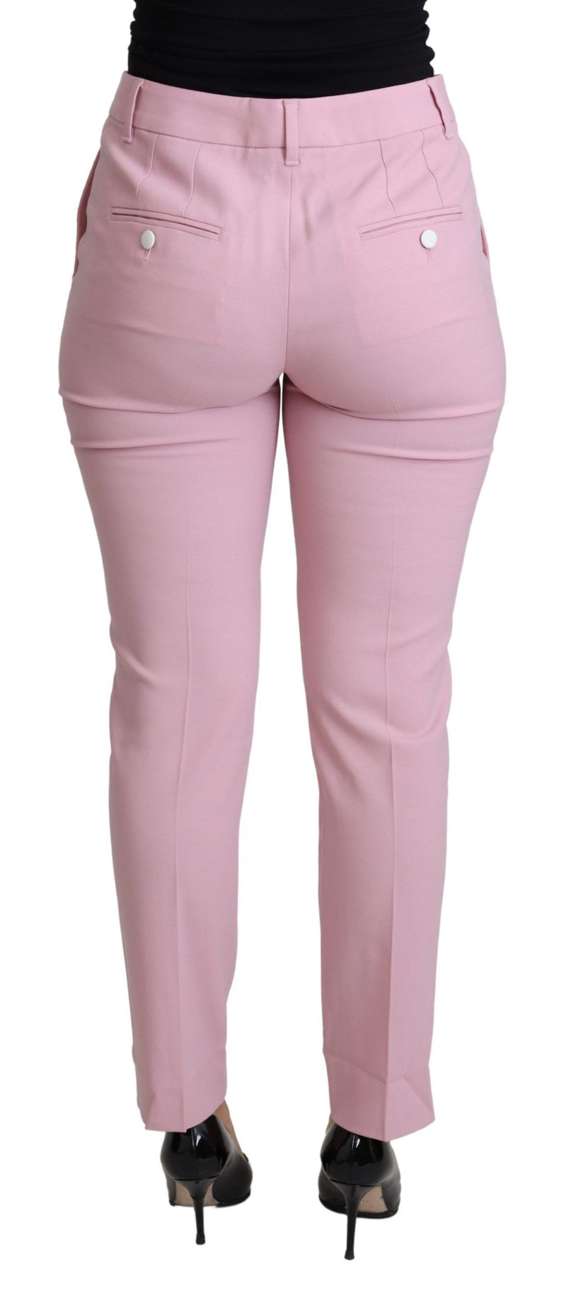 Elegant Pink High-Waisted Wool Trousers Dolce & Gabbana