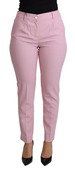 Elegant Pink High-Waisted Wool Trousers Dolce & Gabbana