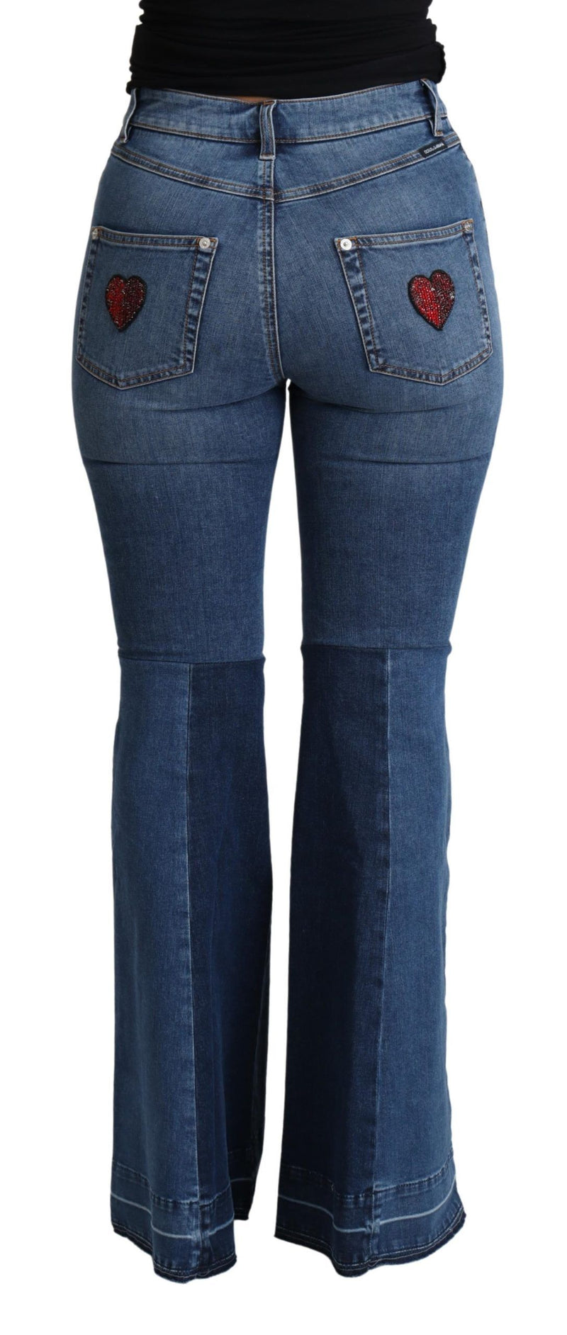 Elegant Boot Cut Denim Jeans with Amore Patch Dolce & Gabbana