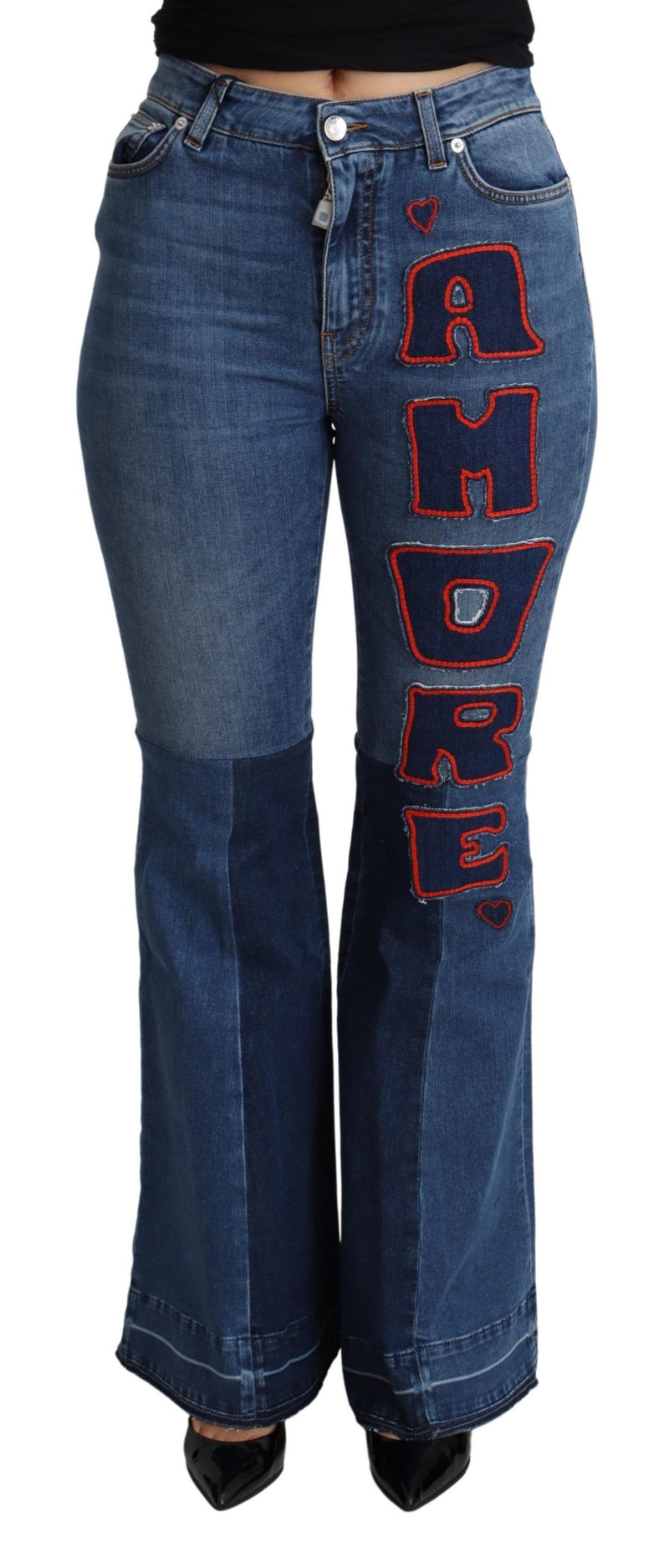 Elegant Boot Cut Denim Jeans with Amore Patch Dolce & Gabbana