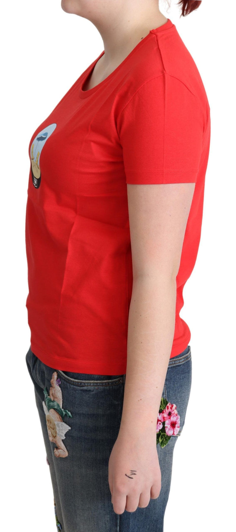 Chic Red Cotton Tee with Signature Print Moschino