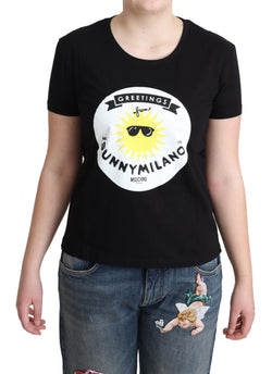 Chic Moschino Cotton Tee with Milano Print Moschino