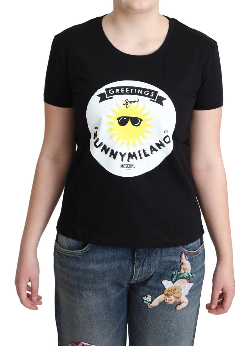 Chic Moschino Cotton Tee with Milano Print Moschino