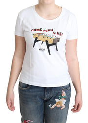 Chic Cotton Round Neck Tee with Playful Print Moschino