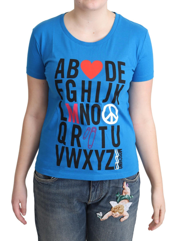 Chic Alphabet Cotton Tee in Blue Moschino