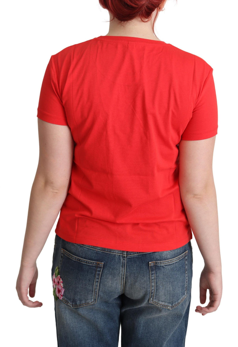 Chic Red Graphic Cotton Tee Moschino