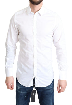 Elegant White Cotton Dress Shirt Slim Fit Dolce & Gabbana