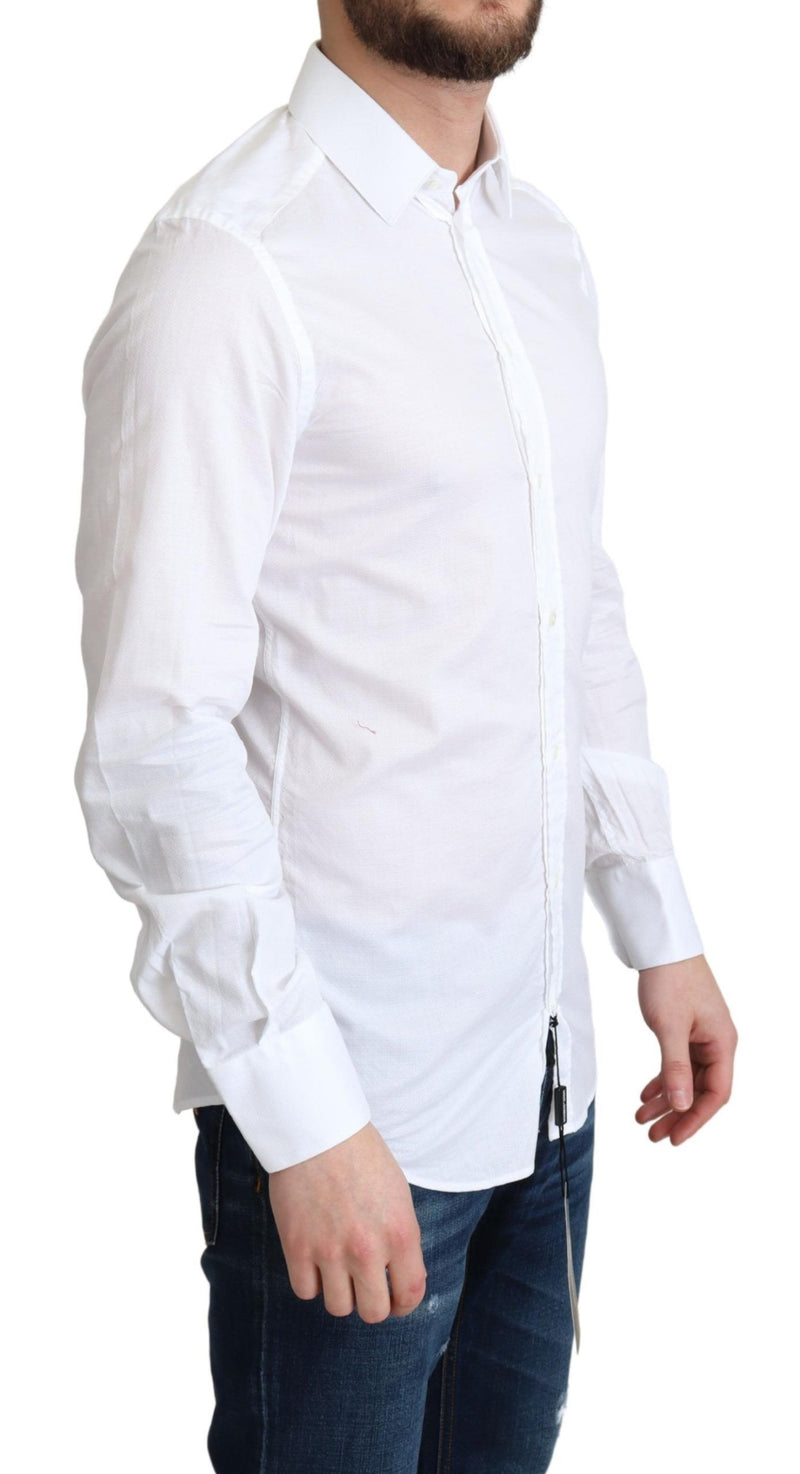 Elegant White Cotton Dress Shirt Slim Fit Dolce & Gabbana