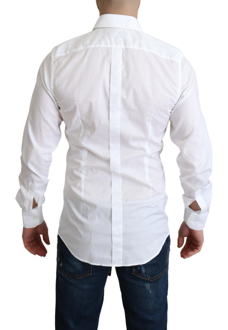 Elegant White Cotton Dress Shirt Slim Fit Dolce & Gabbana