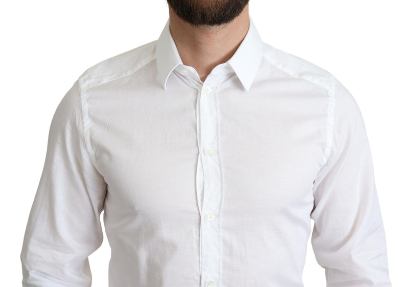 Elegant White Cotton Dress Shirt Slim Fit Dolce & Gabbana