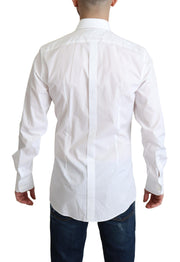 Elegant White Cotton Bib Dress Shirt Dolce & Gabbana