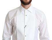 Elegant White Cotton Bib Dress Shirt Dolce & Gabbana