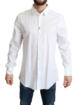 Elegant White Cotton Stretch Dress Shirt Dolce & Gabbana