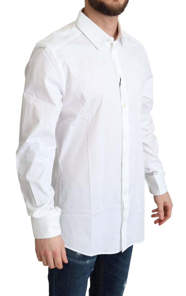 Elegant White Cotton Stretch Dress Shirt Dolce & Gabbana