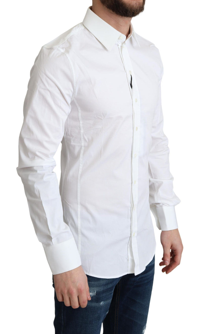 Elegant White Cotton Stretch Dress Shirt Dolce & Gabbana