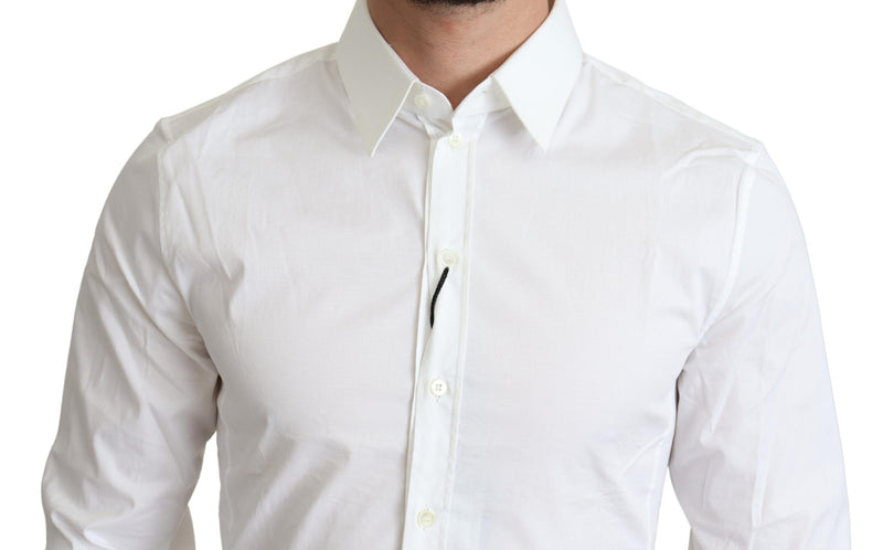 Elegant White Cotton Stretch Dress Shirt Dolce & Gabbana