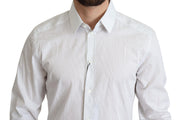 Elegant Striped Gold Dress Shirt Dolce & Gabbana