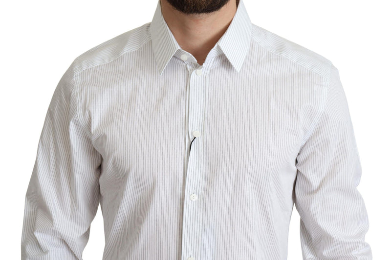 Elegant Striped Gold Dress Shirt Dolce & Gabbana