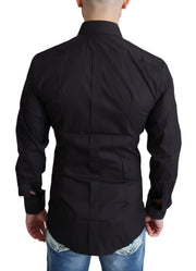 Elegant Black Gold Slim Fit Dress Shirt Dolce & Gabbana