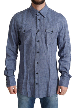 Elegant Striped Linen Button-Down Shirt Dolce & Gabbana