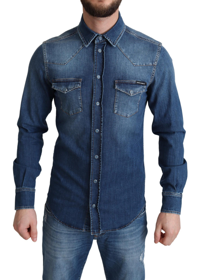 Elegant Denim Long Sleeve Casual Shirt Dolce & Gabbana