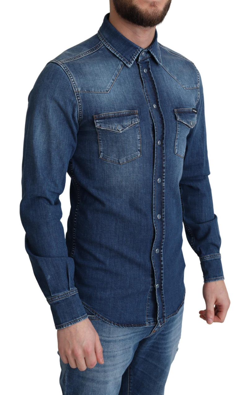 Elegant Denim Long Sleeve Casual Shirt Dolce & Gabbana