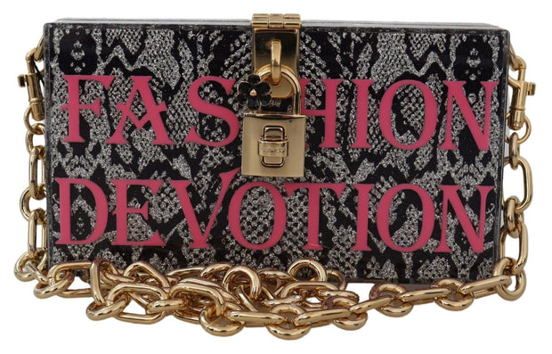 Gray Resin Dolce Box Clutch with Gold Details Dolce & Gabbana