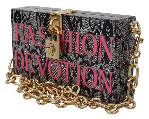 Gray Resin Dolce Box Clutch with Gold Details Dolce & Gabbana