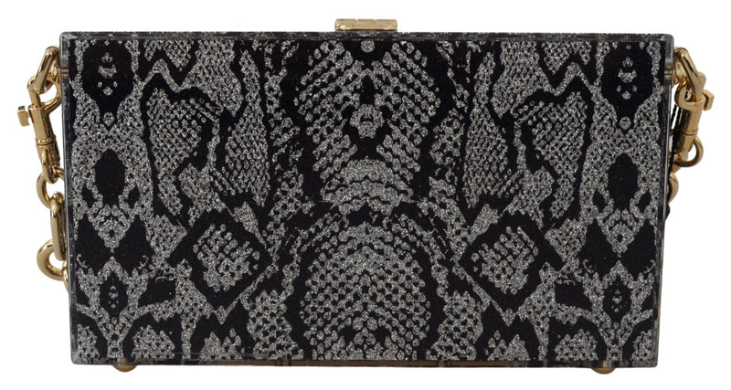 Gray Resin Dolce Box Clutch with Gold Details Dolce & Gabbana