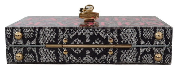 Gray Resin Dolce Box Clutch with Gold Details Dolce & Gabbana