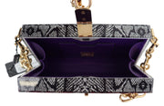 Gray Resin Dolce Box Clutch with Gold Details Dolce & Gabbana